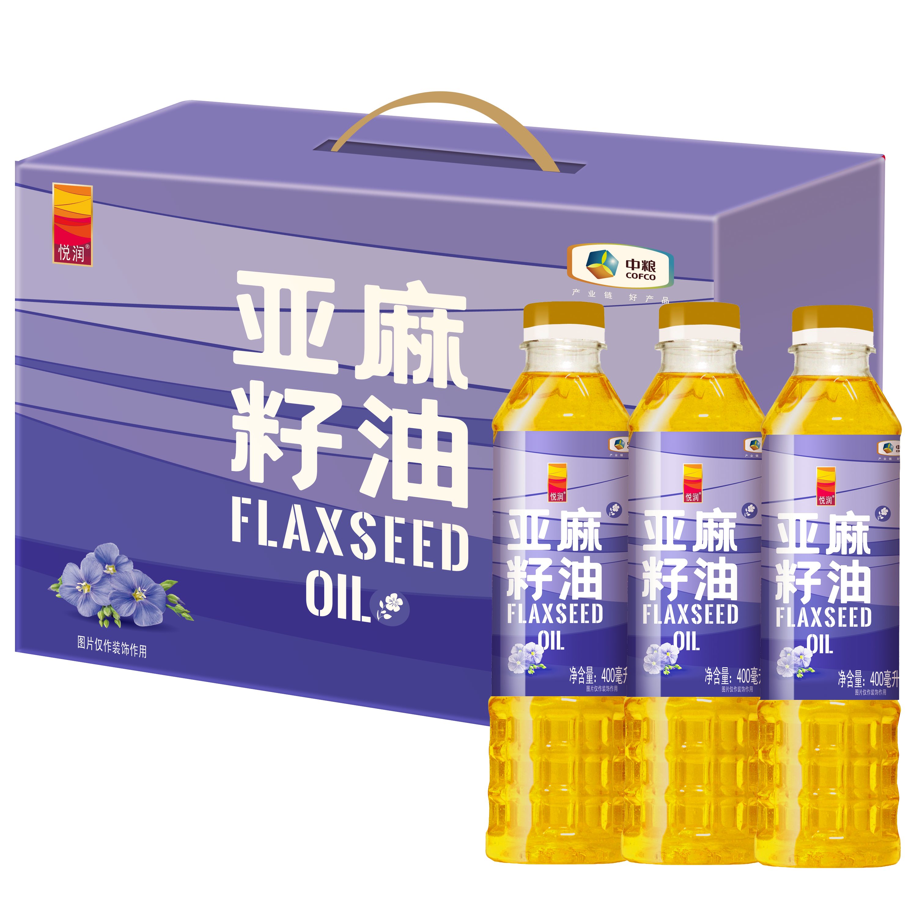 悦润亚麻籽油礼盒400mL*3